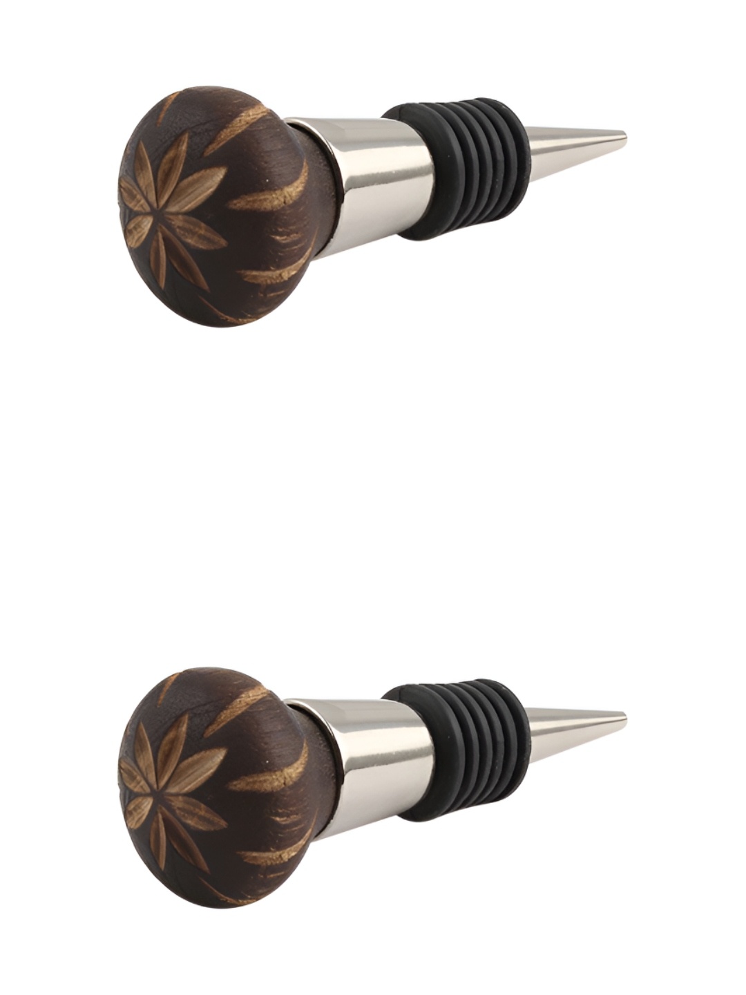 

Indianshelf Cut Flower Brown & Black 2 Pieces Printed Wooden Wine Bottle Stoppers