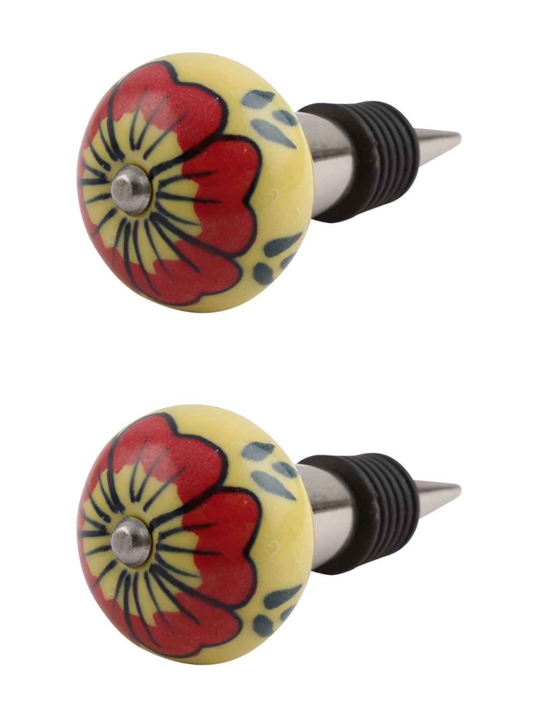 

Indianshelf Red & Yellow 2 Pieces Printed Wine Bottle Stoppers