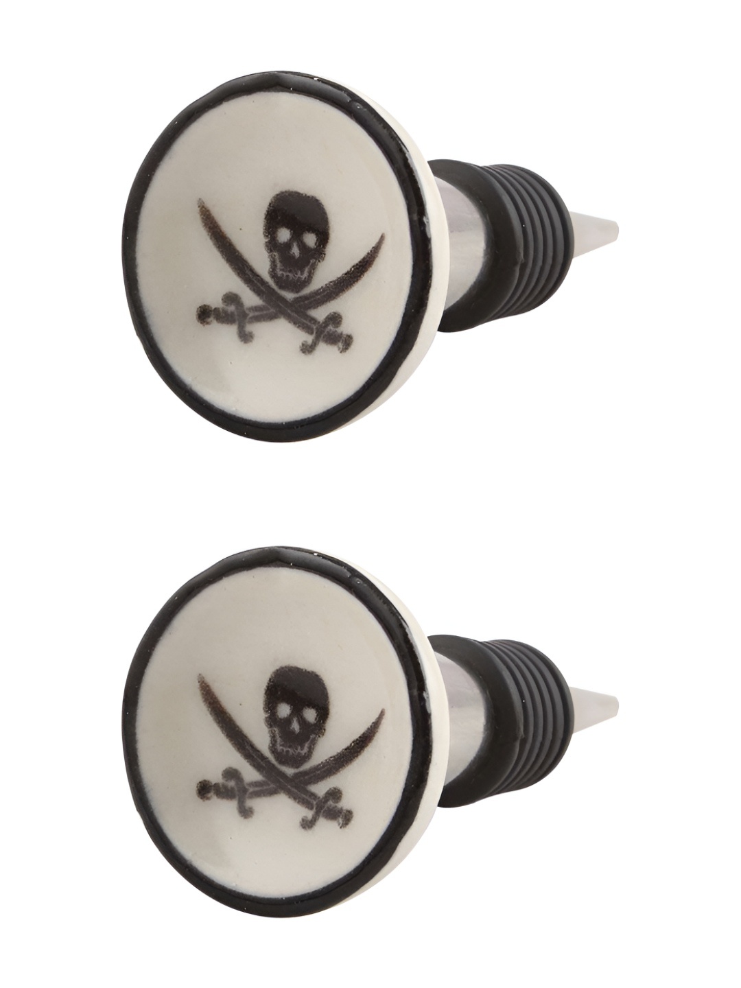 

Indianshelf Black and White 2 Pieces Printed Ceramic Wine Bottle Stoppers