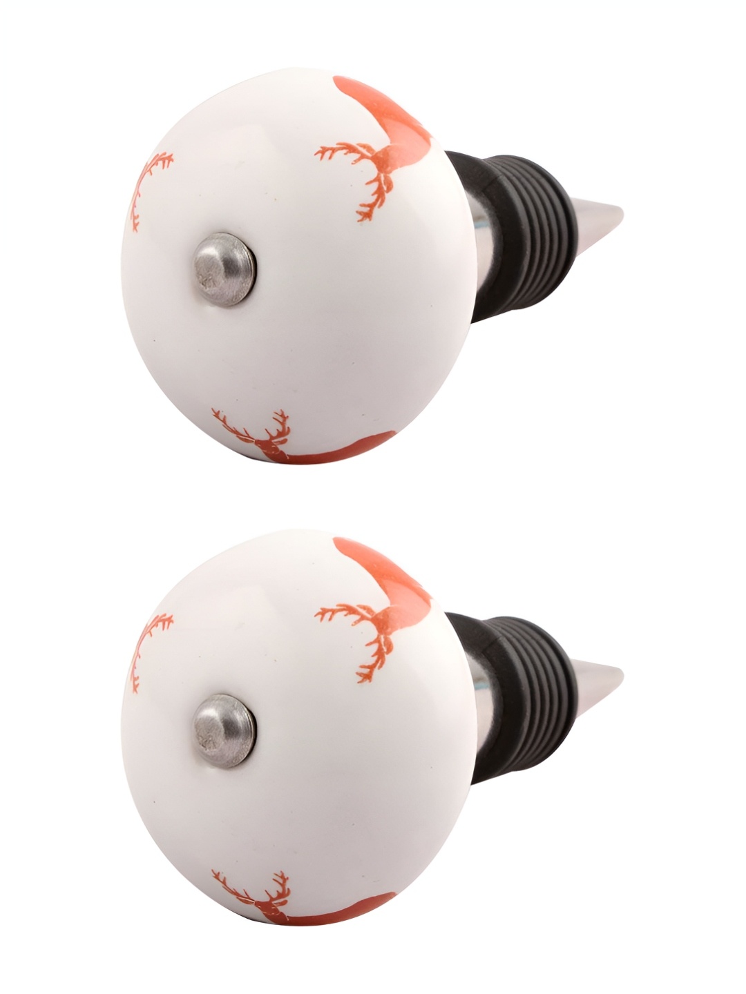 

Indianshelf White & Peach 2 Pieces Printed Ceramic Wine Bottle Stopper