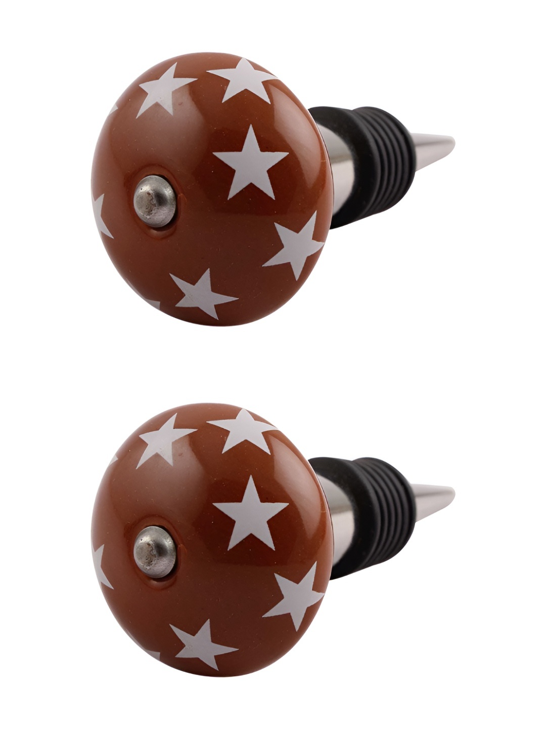 

Indianshelf Brown & White 2 Pieces Printed Ceramic Wine Bottle Stopper