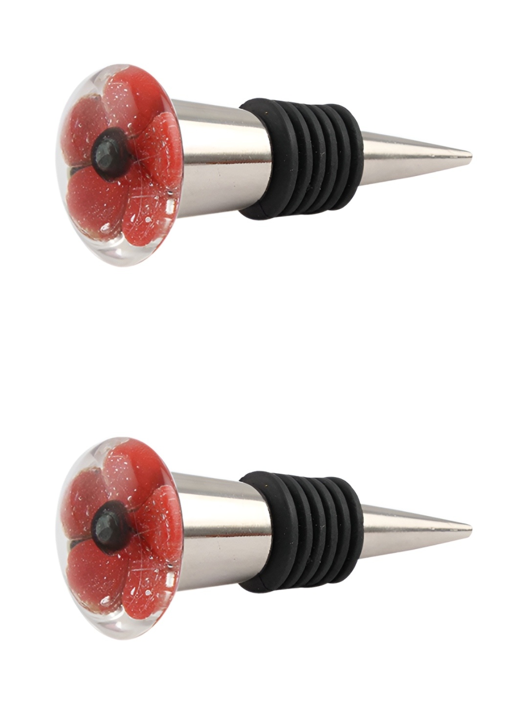 

Indianshelf Red & Black 2 Pieces Flower Printed Glass Wine Bottle Stoppers