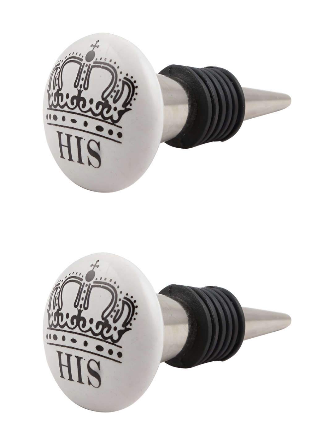 

Indianshelf Black and White 2 Pieces HIS Printed Ceramic Wine Bottle Stoppers