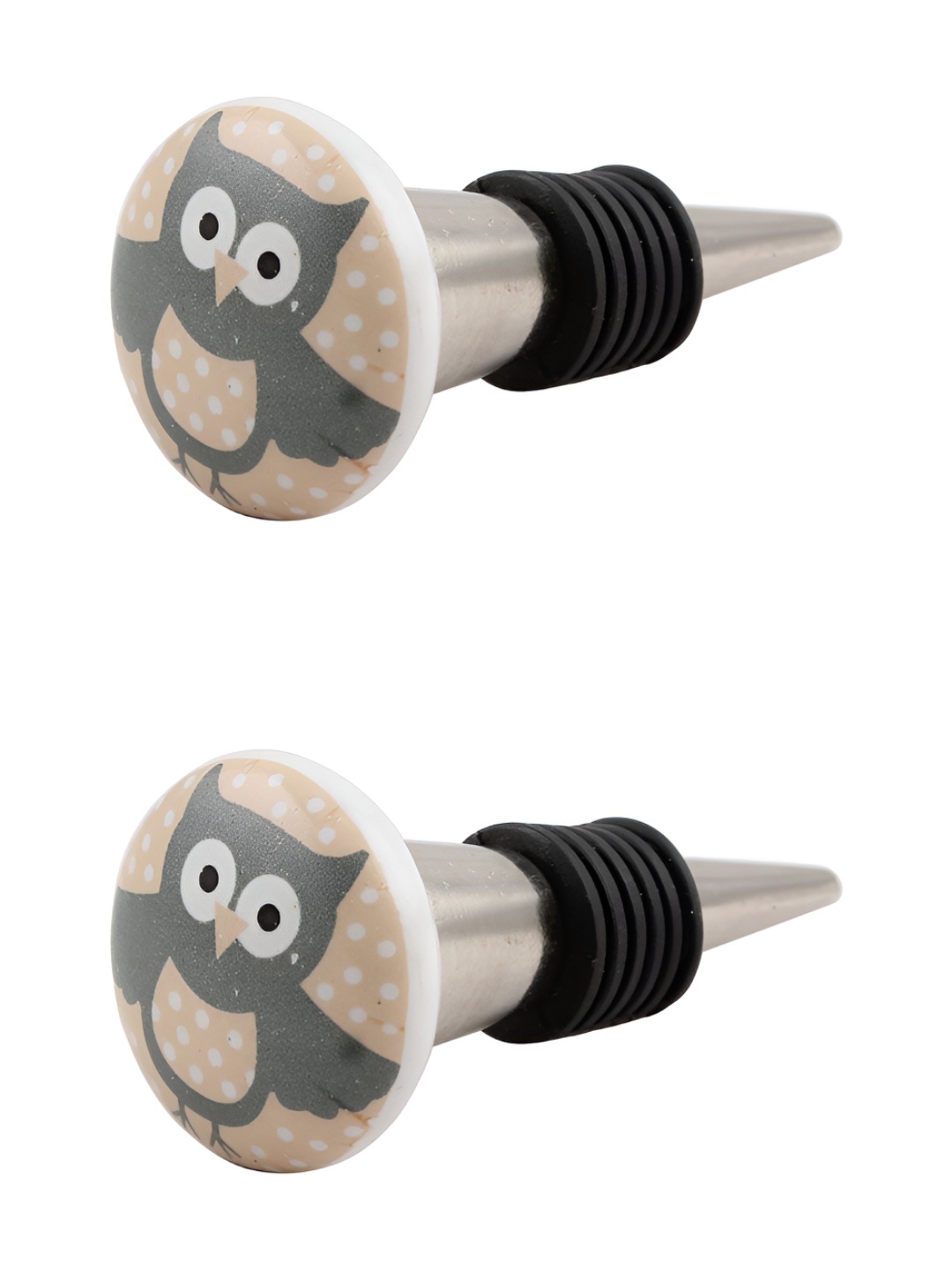 

Indianshelf Beige & Black 2 Pieces Owl Kid Printed Ceramic Wine Bottle Stoppers