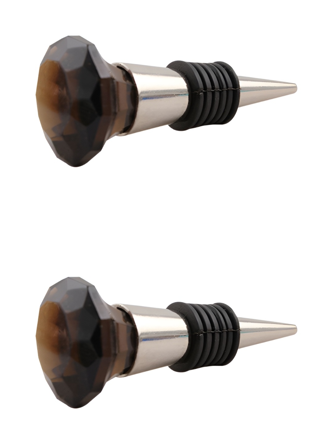 

Indianshelf Brown & Black 2 Pieces Diamond Textured Glass Wine Bottle Stoppers