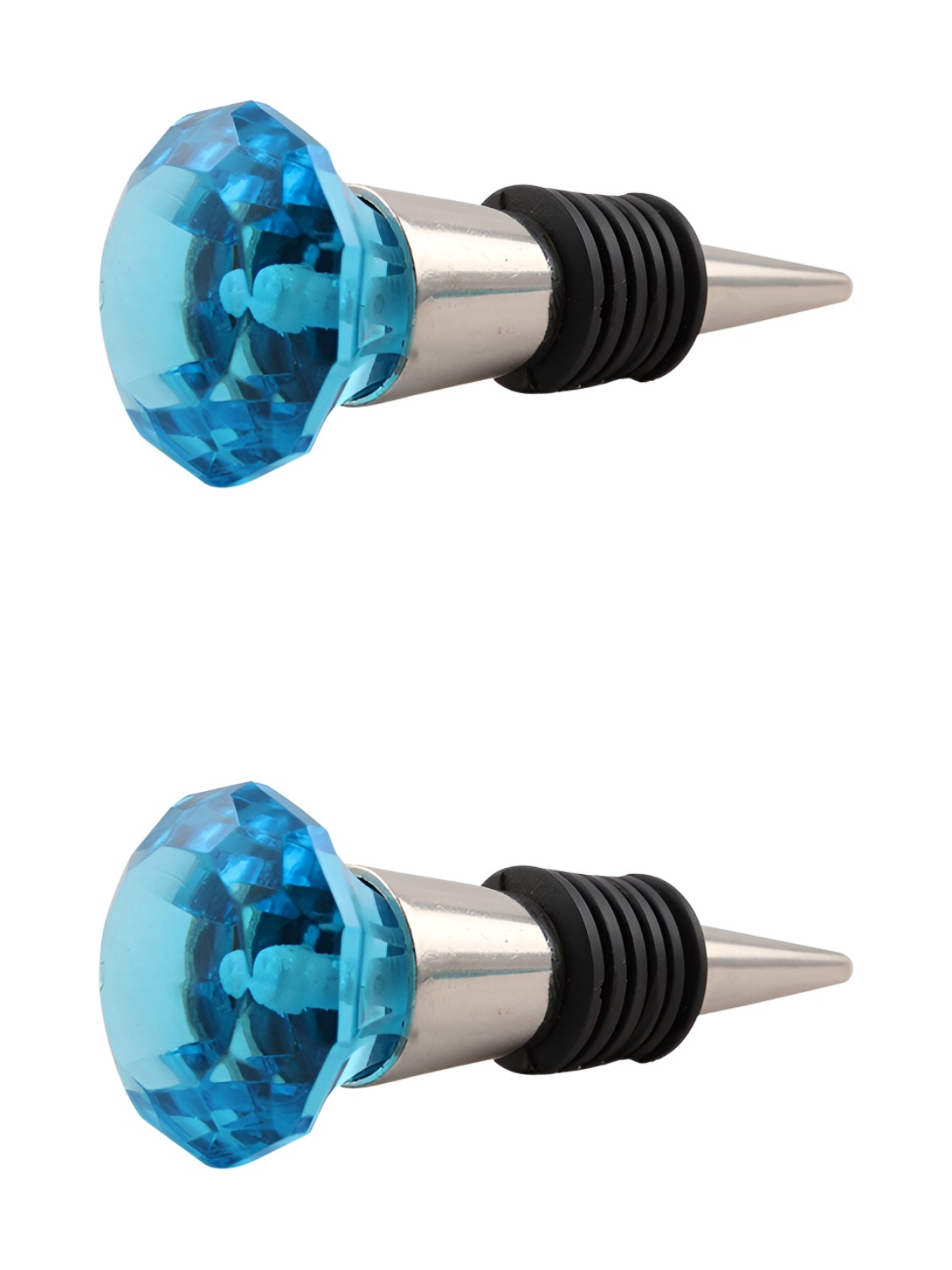

Indianshelf Turquoise Blue 2 Pieces Glossy Diamond Ceramic Wine Bottle Stopper