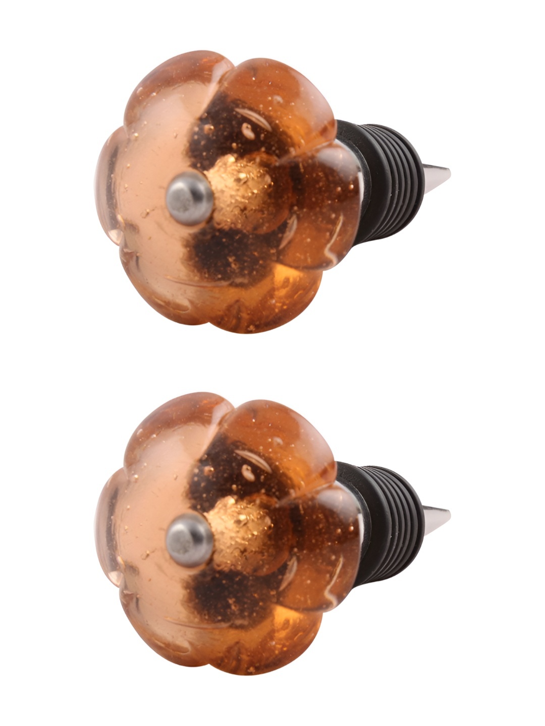 

Indianshelf Melon Flower Brown & Silver Toned 2 Pieces Glass Wine Bottle Stoppers