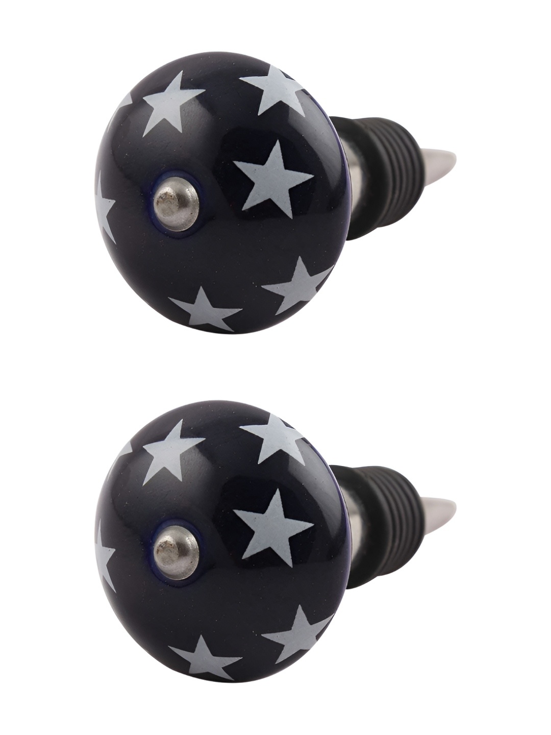 

Indianshelf Blue & Grey 2 Pieces Printed Ceramic Wine Bottle Stopper