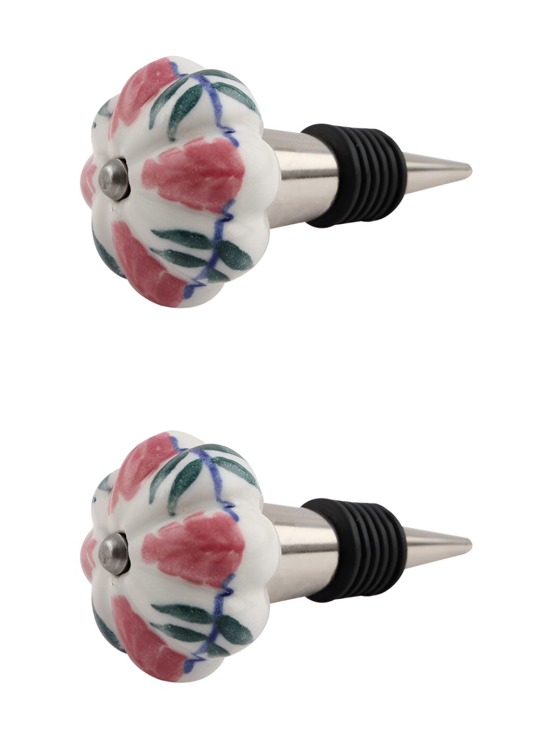 

Indianshelf Pink & White 2 Pieces Printed Ceramic Wine Bottle Stoppers