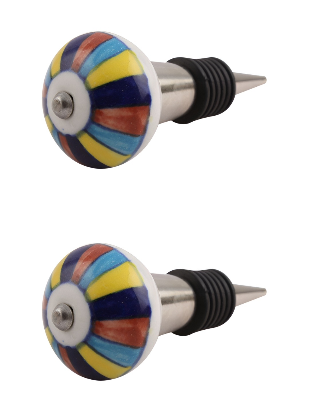 

Indianshelf White & Yellow 2 Pieces Printed Ceramic Wine Bottle Stoppers