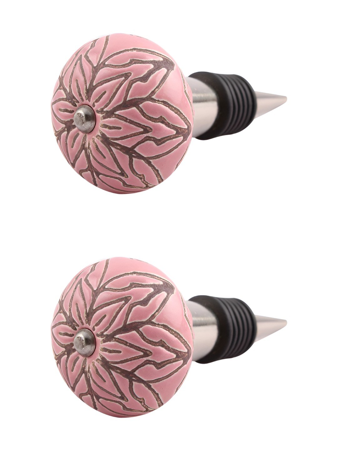 

Indianshelf Pink & Brown Floral Textured Ceramic Wine Bottle Stopper