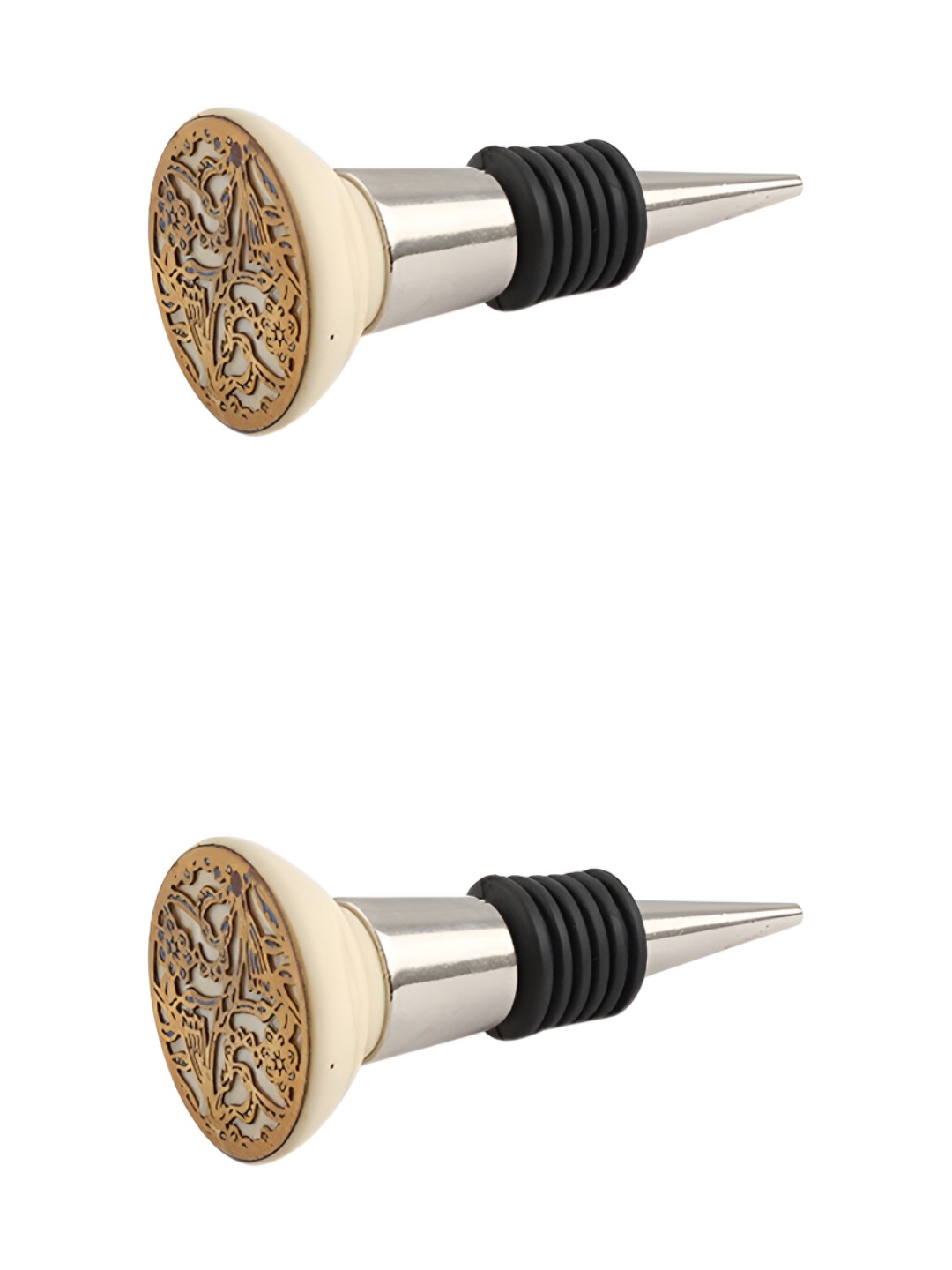 

Indianshelf Grate Gold-Toned & Silver-Toned 2 Pieces Textured Wine Bottle Stoppers