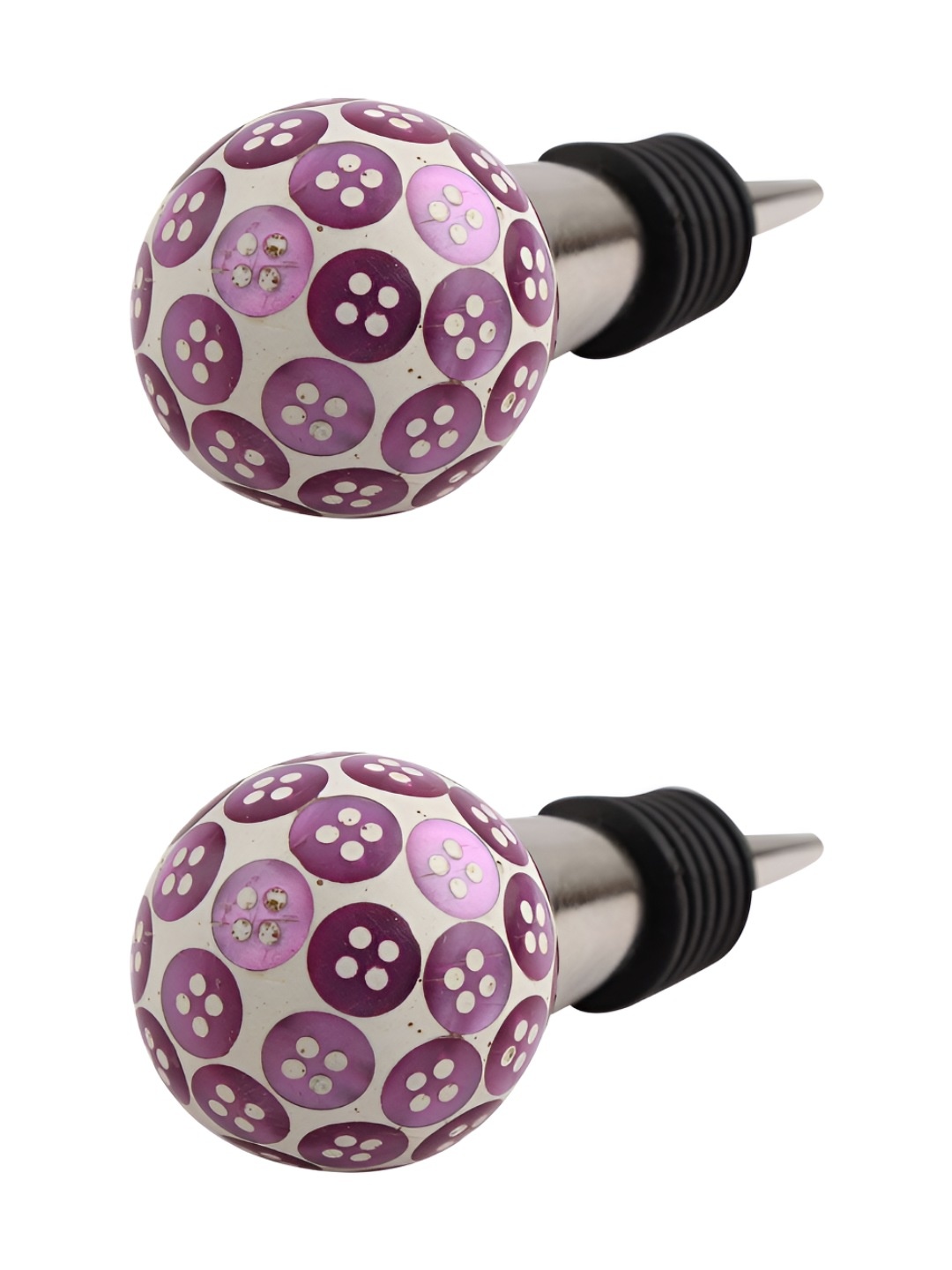 

Indianshelf White & Pink 2 Pieces Printed Ceramic Wine Bottle Stopper