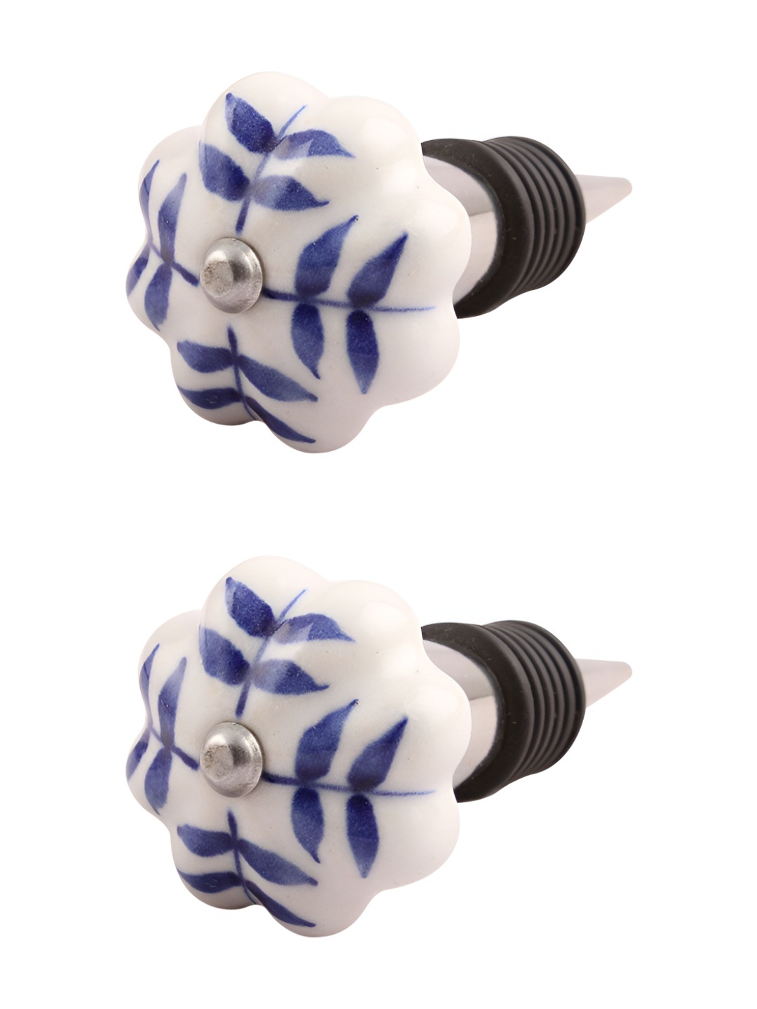 

Indianshelf Blue & White 2 Pieces Ceramic Wine Bottle Stopper