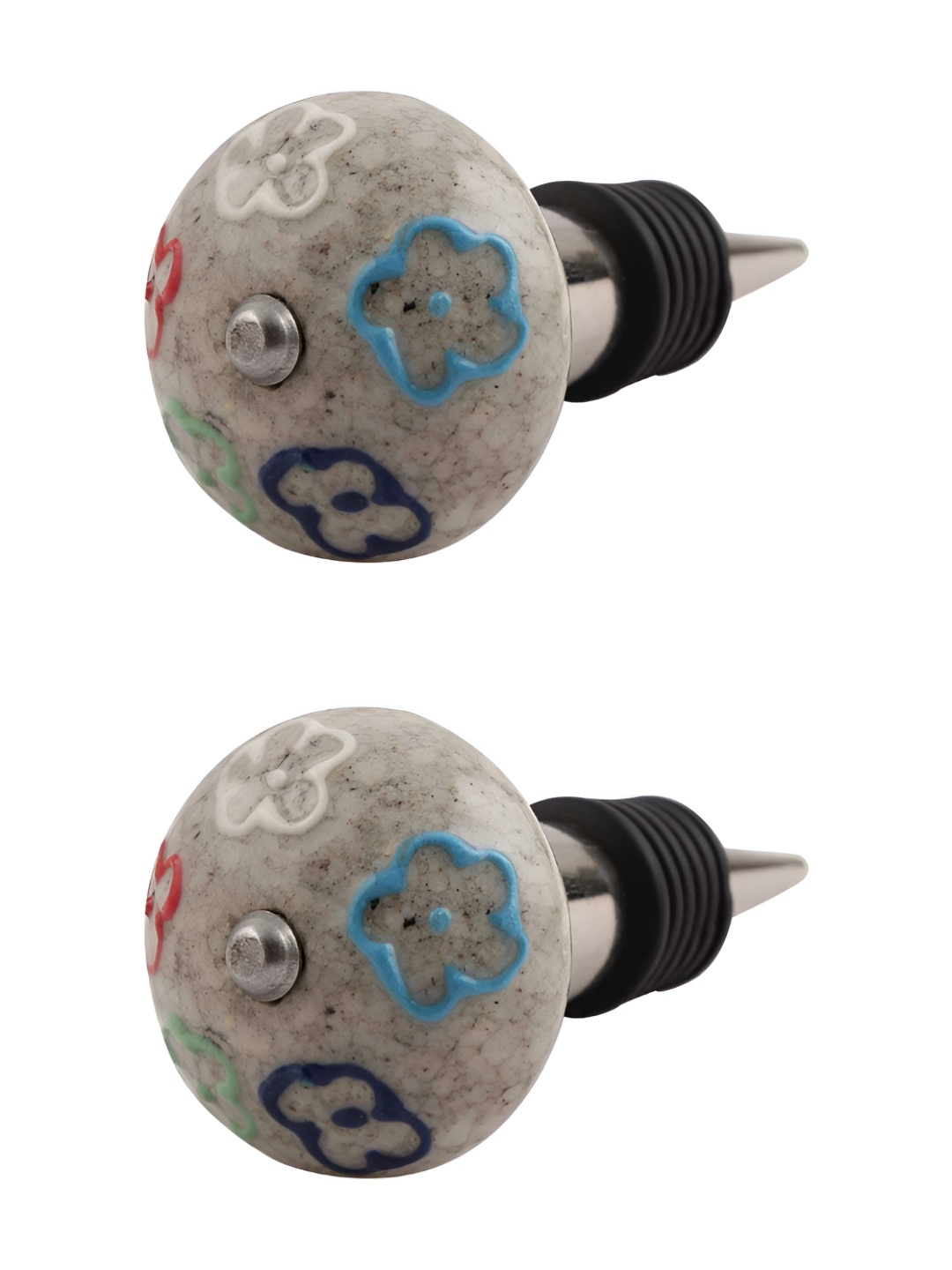 

Indianshelf Grey & Blue 2 Pieces Printed Ceramic Wine Bottle Stoppers