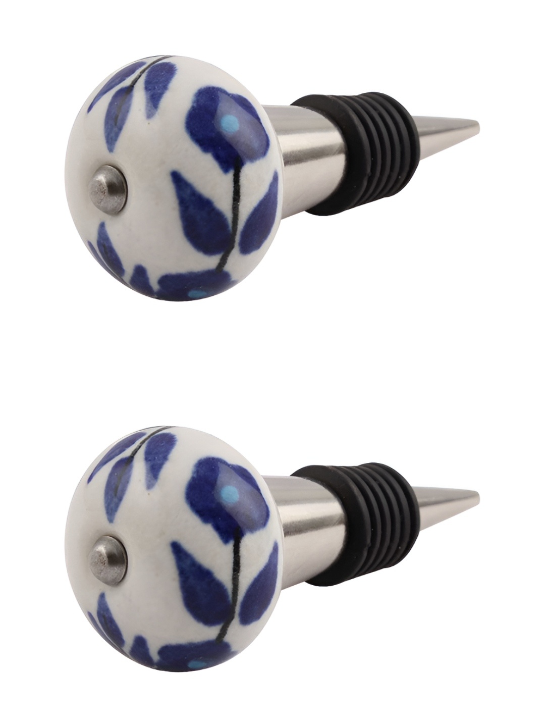 

Indianshelf Blue & White 2 Pieces Printed Ceramic Wine Bottle Stoppers