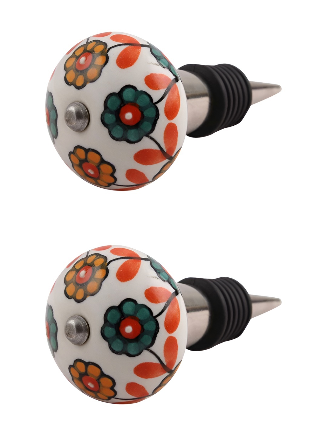 

Indianshelf Green & White 2 Pieces Ceramic Wine Bottle Stopper