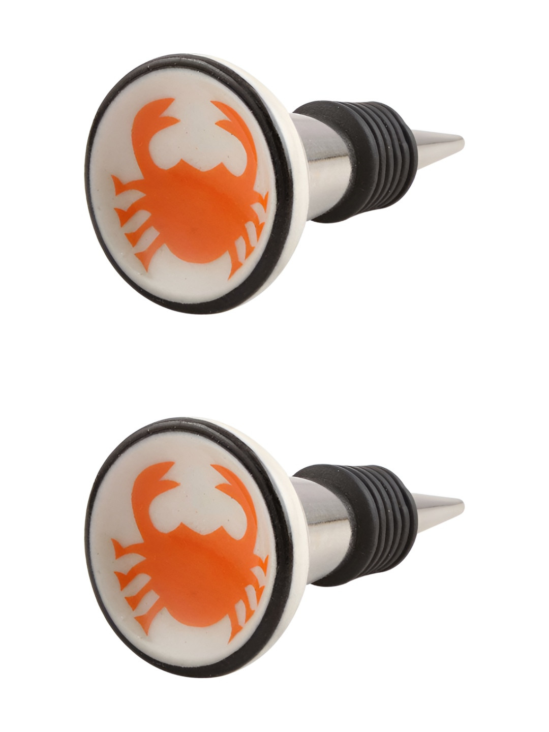 

Indianshelf Orange & White 2 Pieces Crab Kid Printed Ceramic Wine Bottle Stoppers