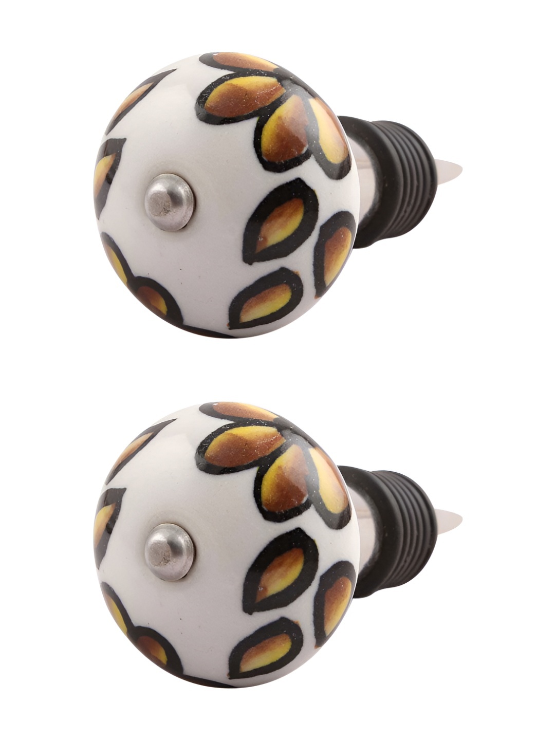 

Indianshelf Brown & White 2 Pieces Hibiscus Printed Wine Bottle Stopper