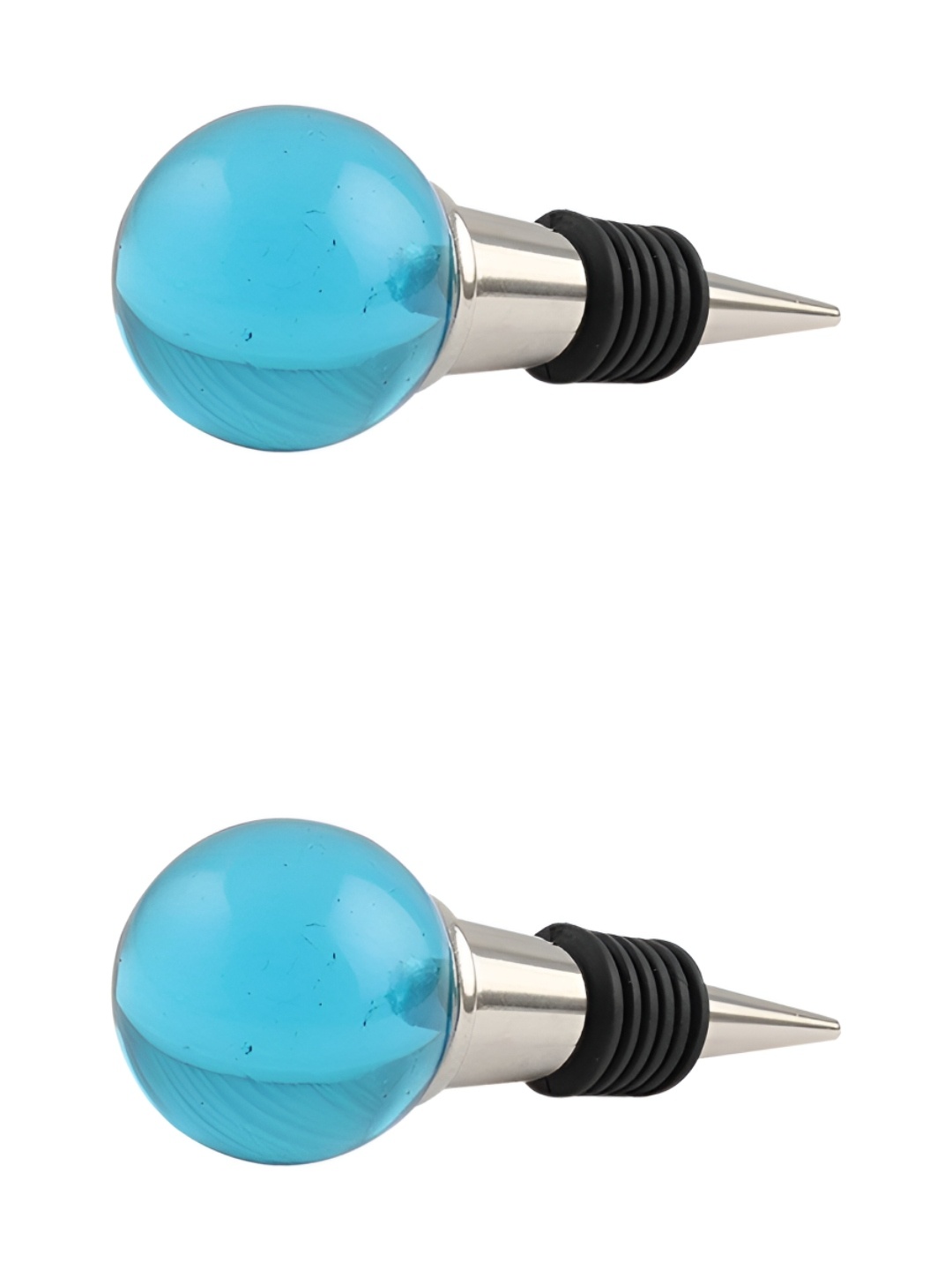 

Indianshelf Turquoise Blue 2 Pieces Round Glasss Wine Bottle Stopper