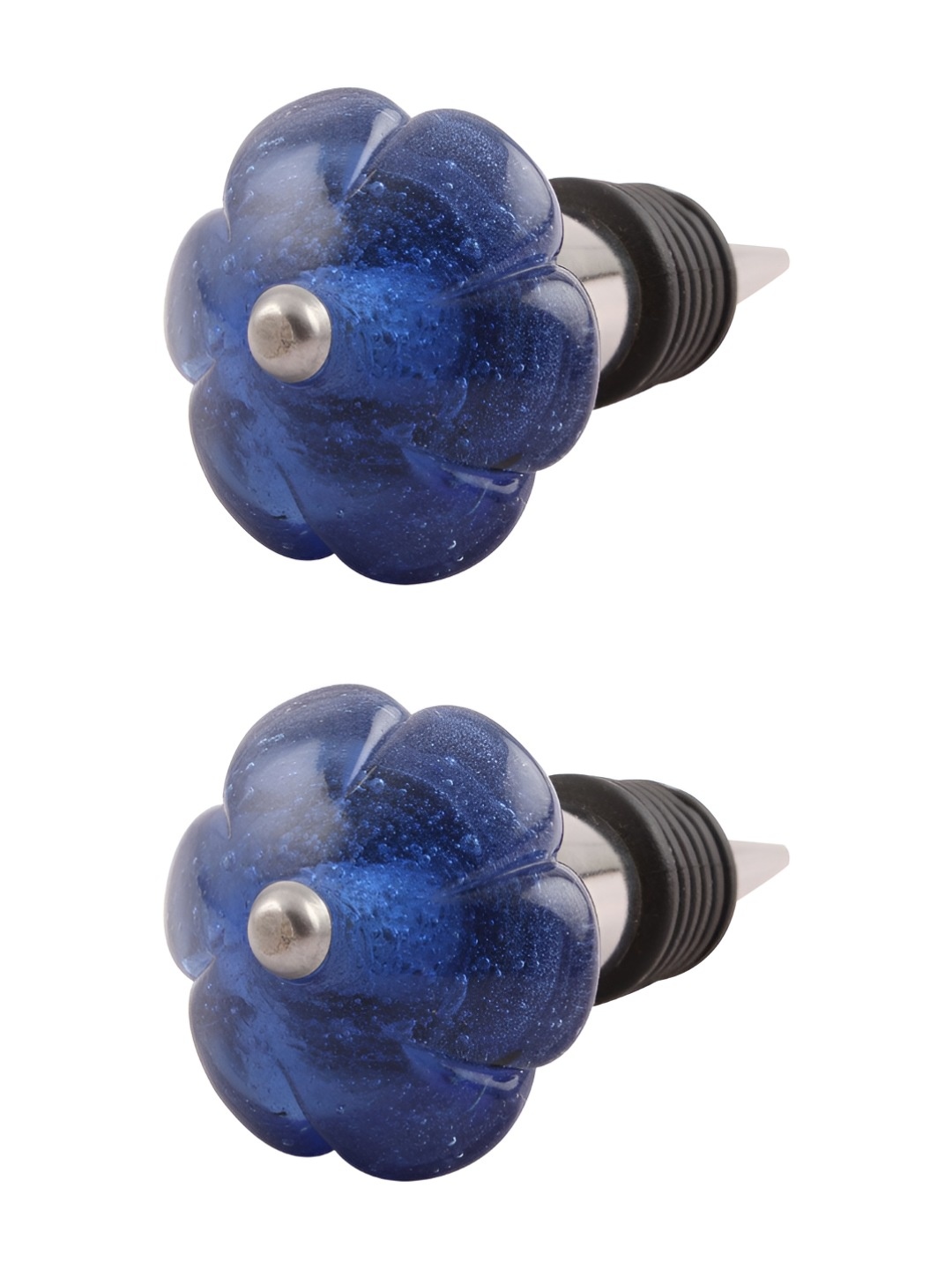 

Indianshelf Blue and Steel 2 Pieces Melon Flower Glass Wine Bottle Stoppers