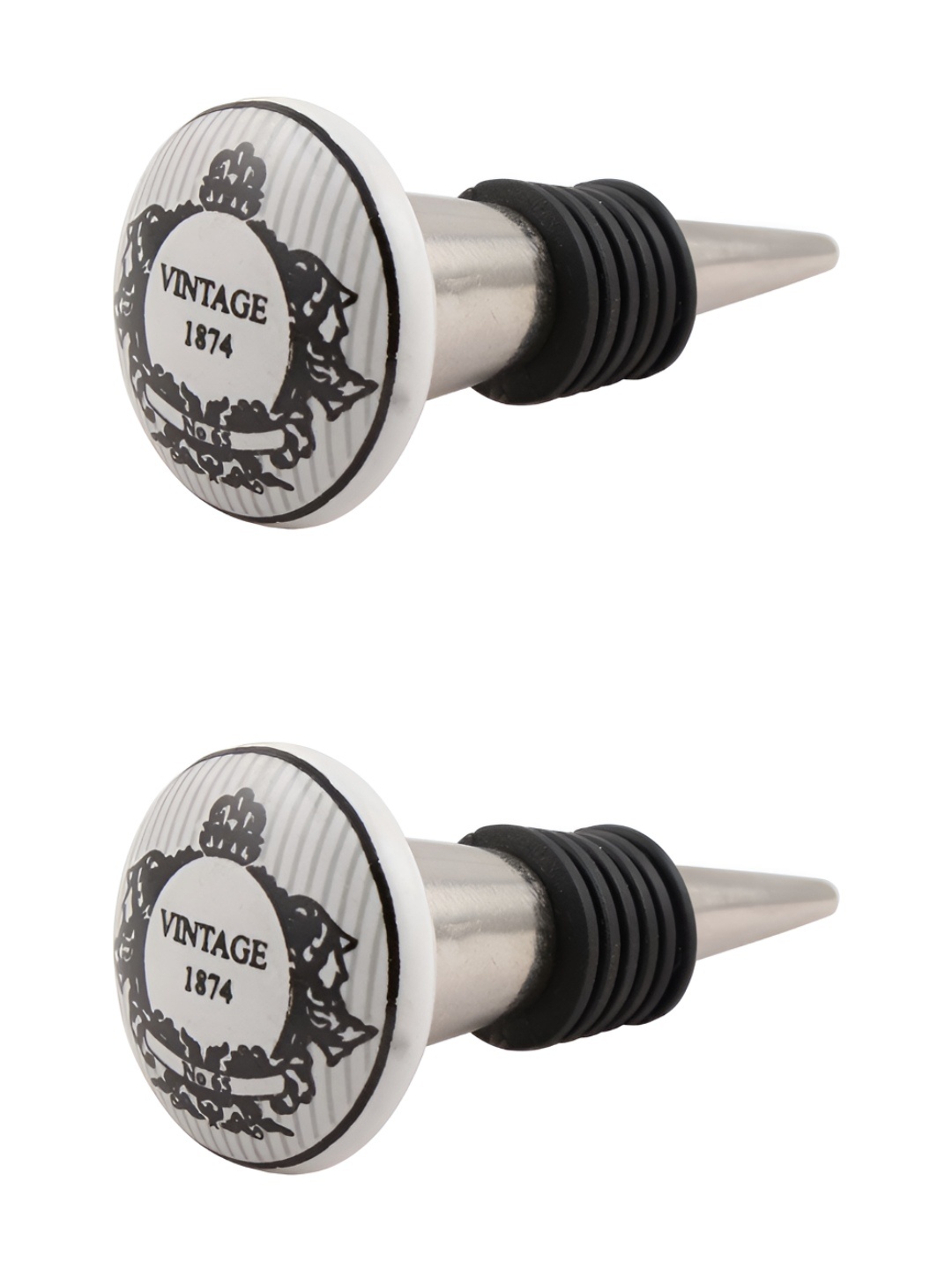 

Indianshelf White & Black 2 Pieces Printed Ceramic Wine Bottle Stoppers