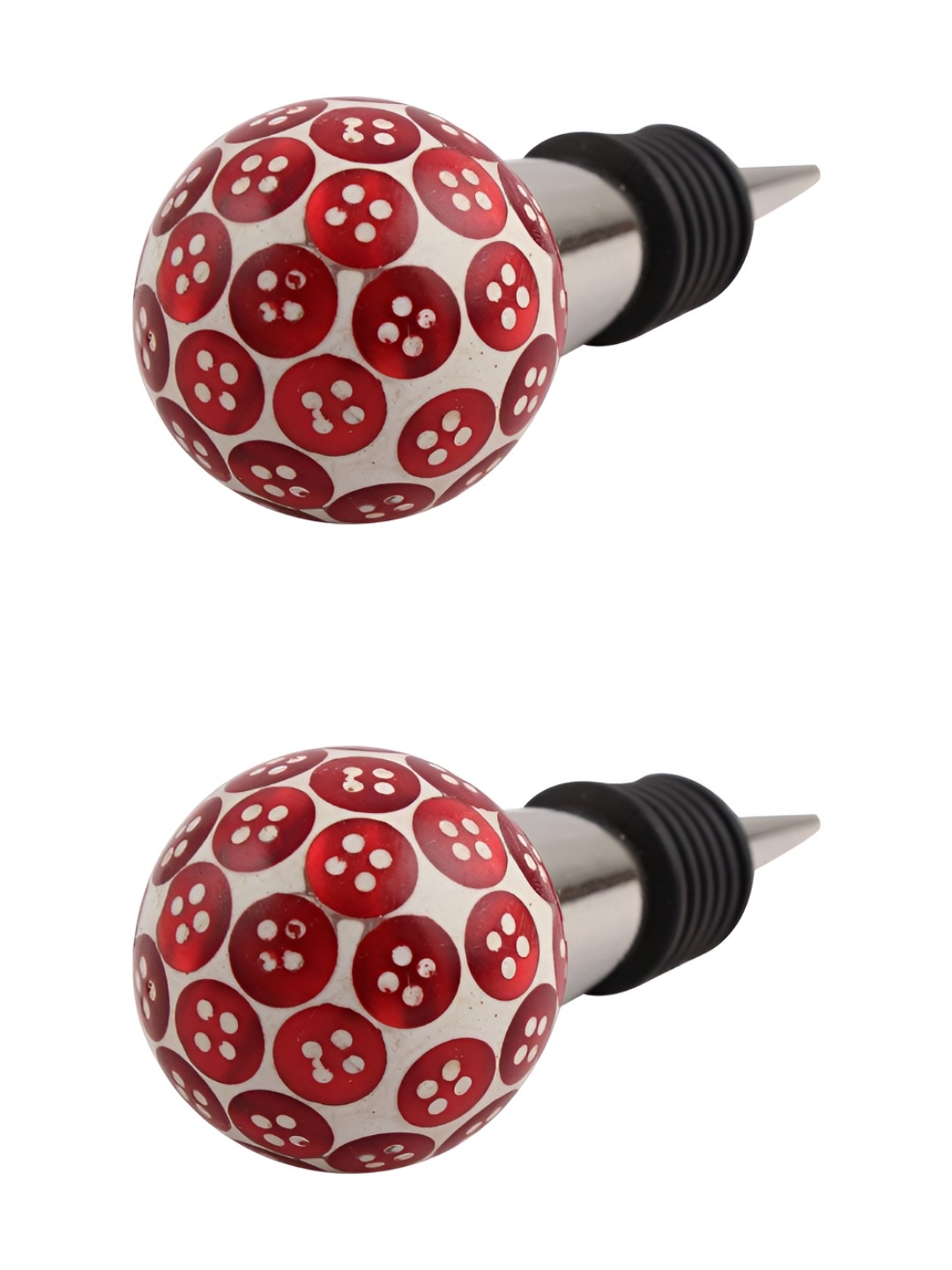 

Indianshelf Red & White 2 Pieces Button Printed Wine Bottle Stoppers