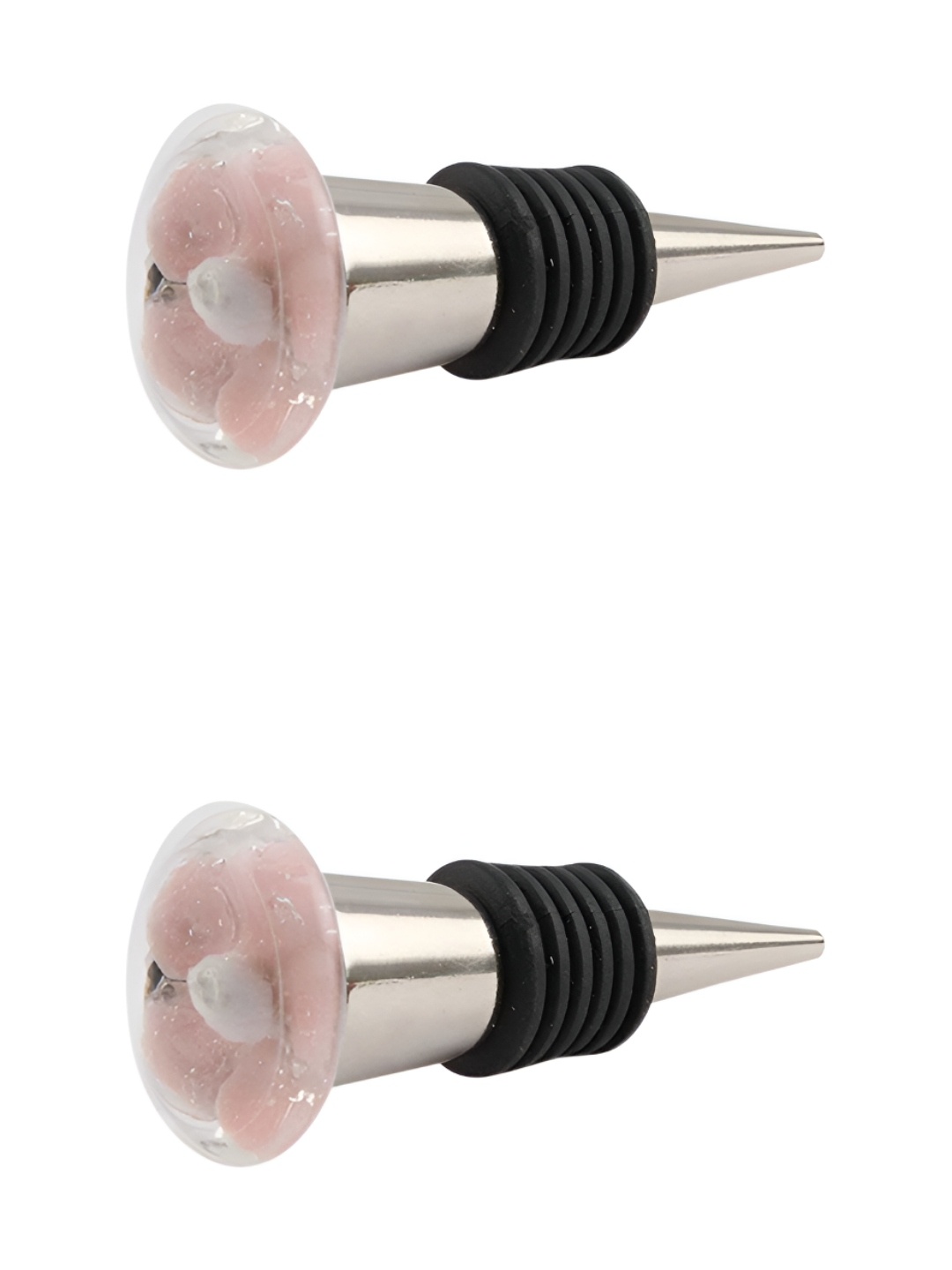 

Indianshelf Pink & White 2 Pieces Glass Wine Bottle Stopper