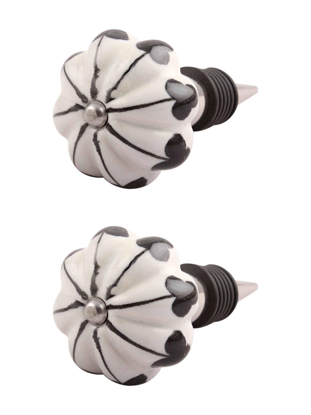 

Indianshelf White & Black 2 Pieces Printed Ceramic Wine Bottle Stopper