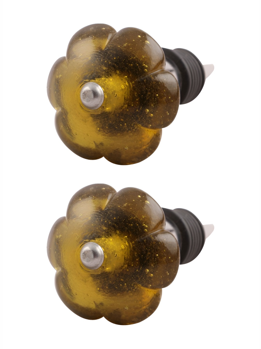 

Indianshelf Olive Green & Silver-Toned 2 Pieces Floral Glossy Ceramic Wine Bottle Stopper