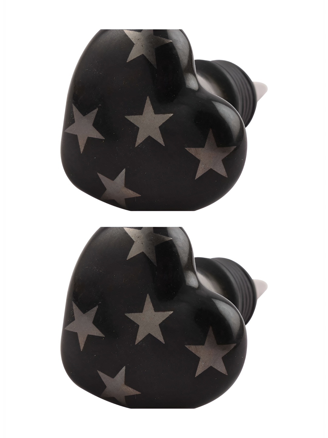 

Indianshelf Black 2 Pieces Star Printed Heart Shaped Ceramic Wine Bottle Stoppers
