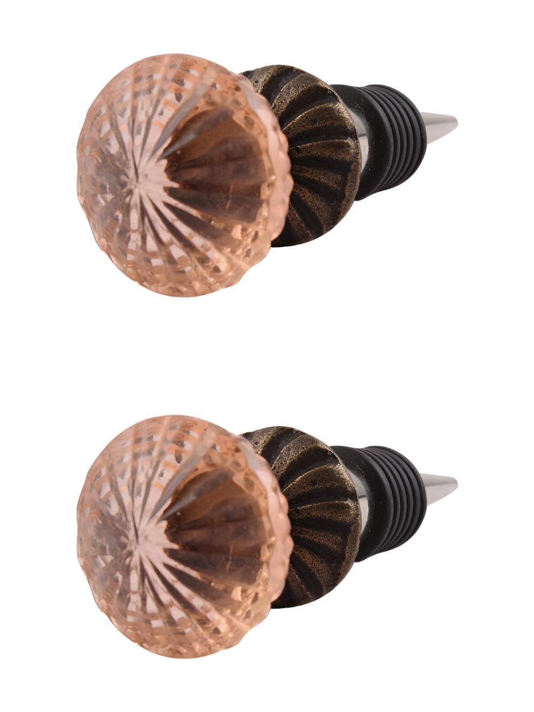 

Indianshelf Pink & Brown 2 Pieces Glossy Fine Cut Glass Wine Bottle Stoppers