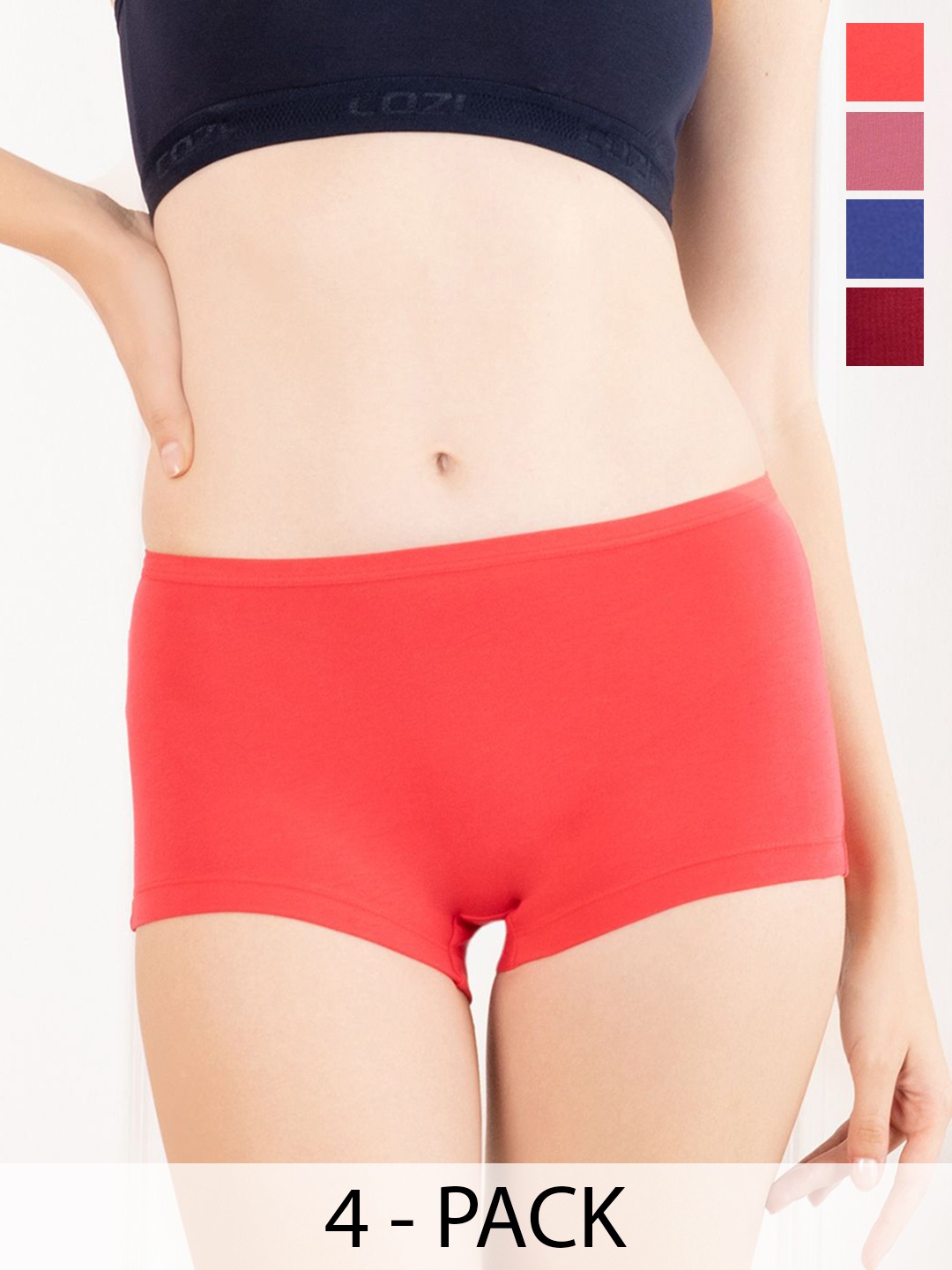 

Lux Cozi Women Pack Of 4 Assorted Cotton Seamless Hipster Briefs
