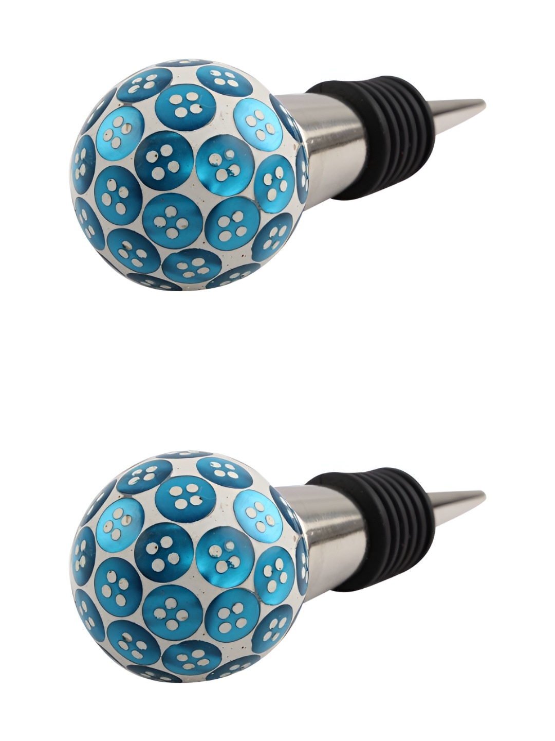 

Indianshelf Turquoise Blue & Grey 2 Pieces Printed Wine Bottle Stopper