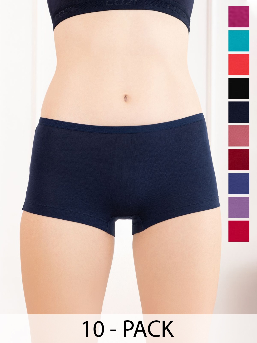 Lux Cozi Women Pack Of 10 Assorted Anti Microbial Cotton Boy Short Briefs