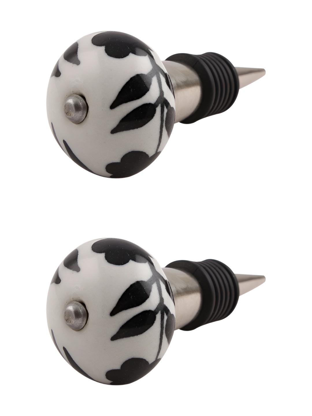 

Indianshelf Black and White 2 Pieces Day Night Printed Ceramic Wine Bottle Stoppers
