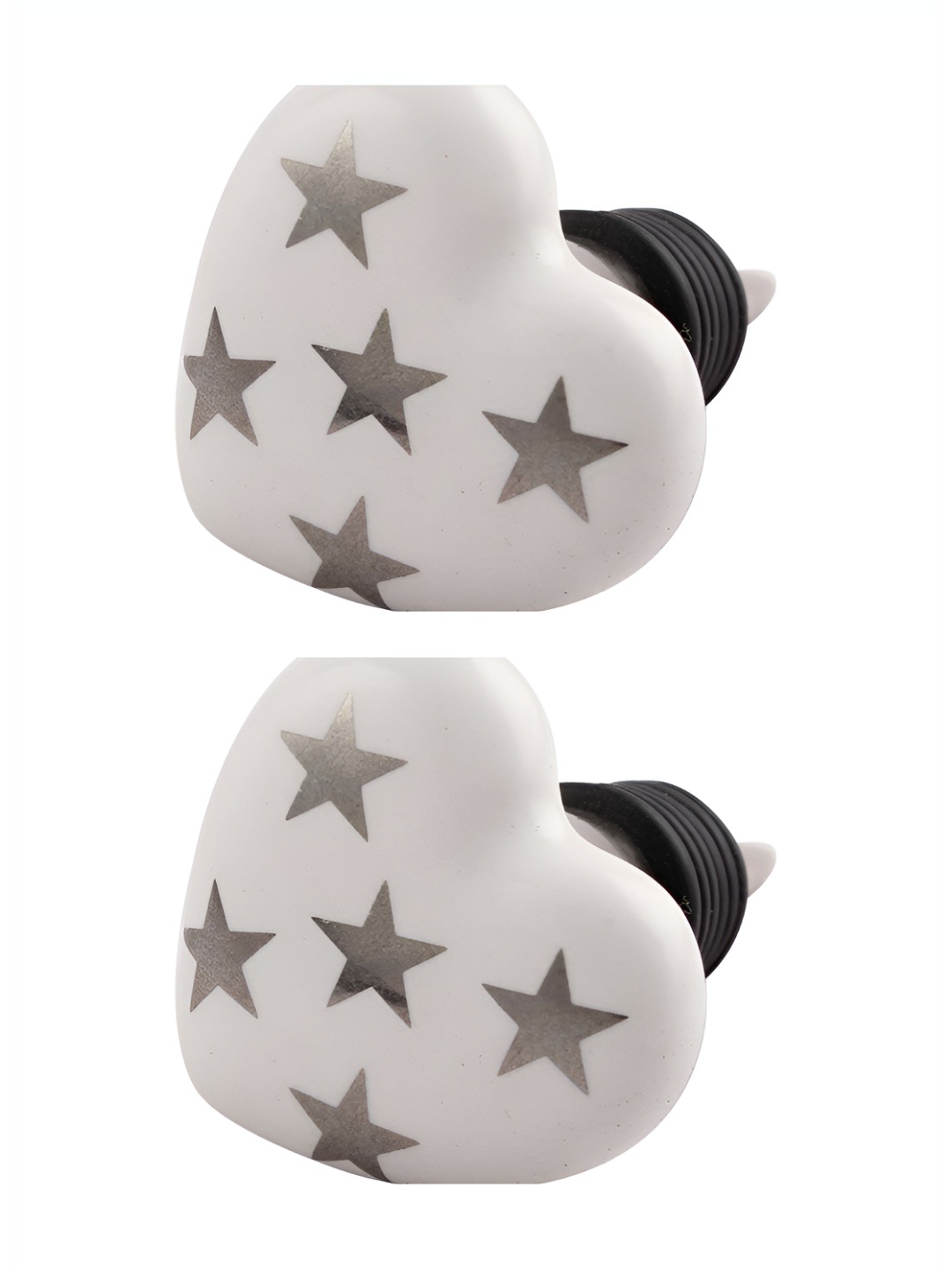 

Indianshelf Silver Toned & White 2 Pieces Star Printed Ceramic Wine Bottle Stoppers