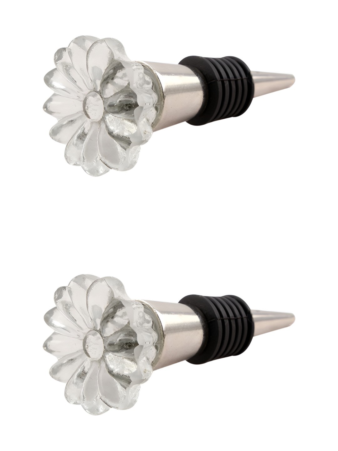 

Indianshelf Transparent & Black 2 Pieces Sunflower Textured Glass Wine Bottle Stoppers