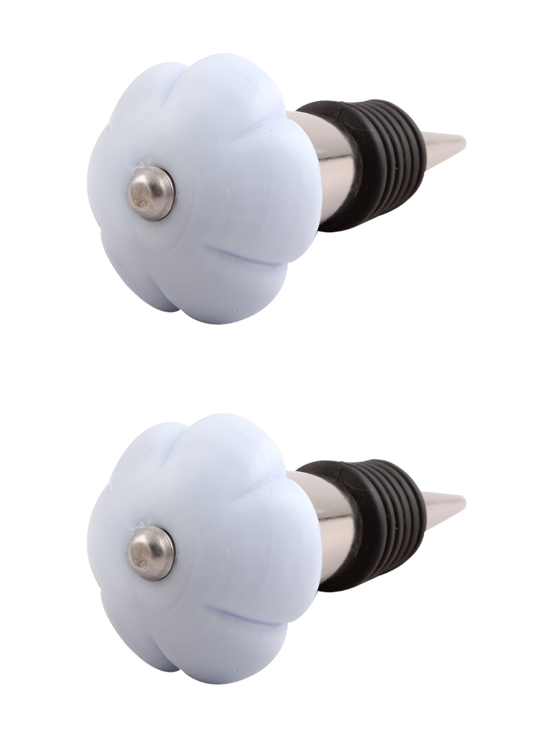 Indianshelf Grey 2 Pieces Ceramic Wine Bottle Stopper