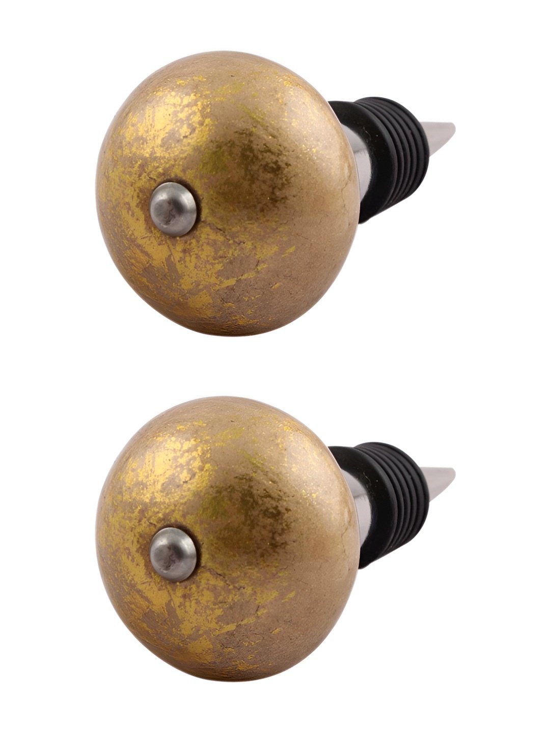 

Indianshelf Gold-Toned and Black 2 Pieces Ceramic Wine Bottle Stoppers