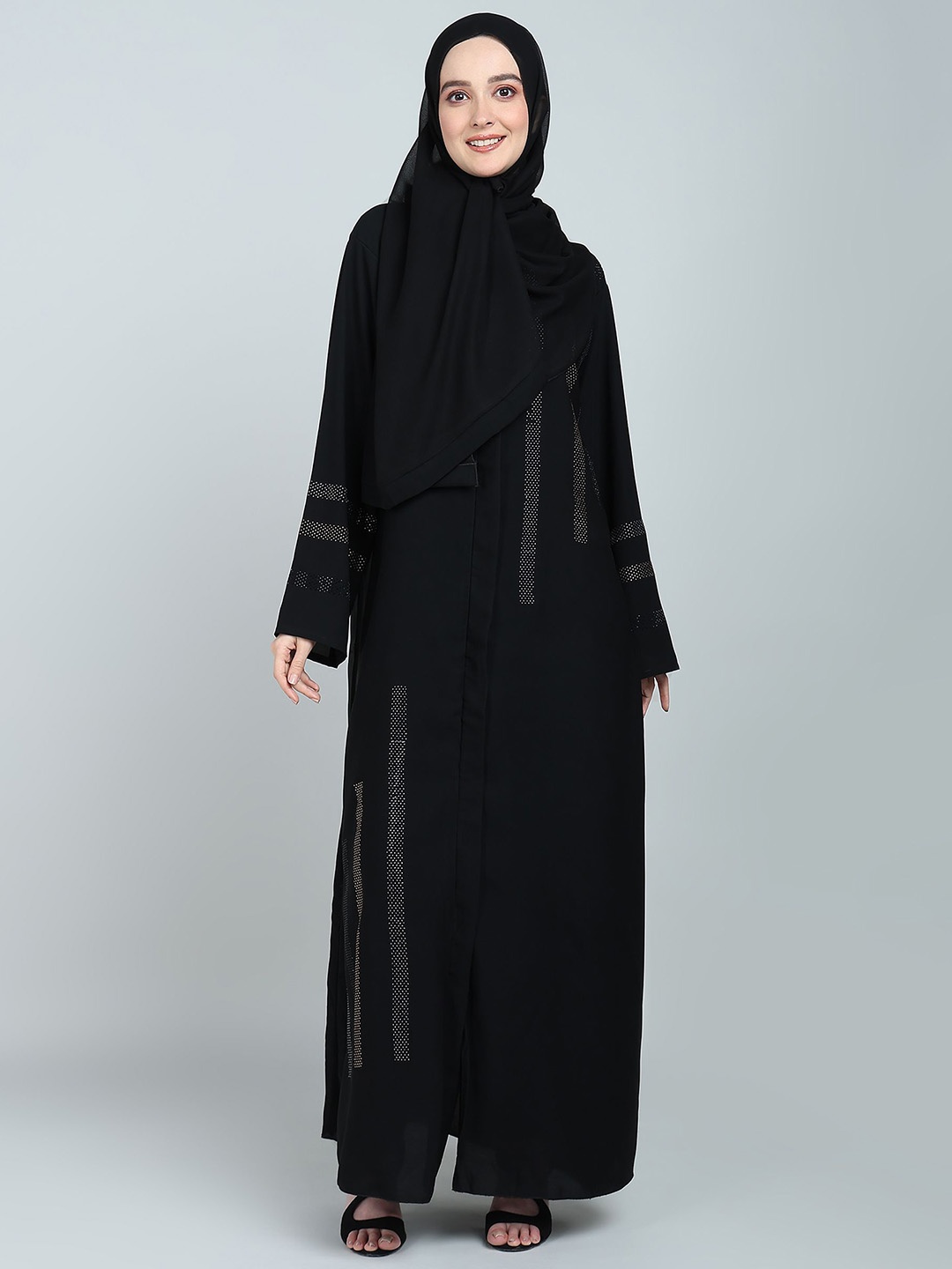 

BROKE BRAND Women Embellished Abaya Burqas, Black