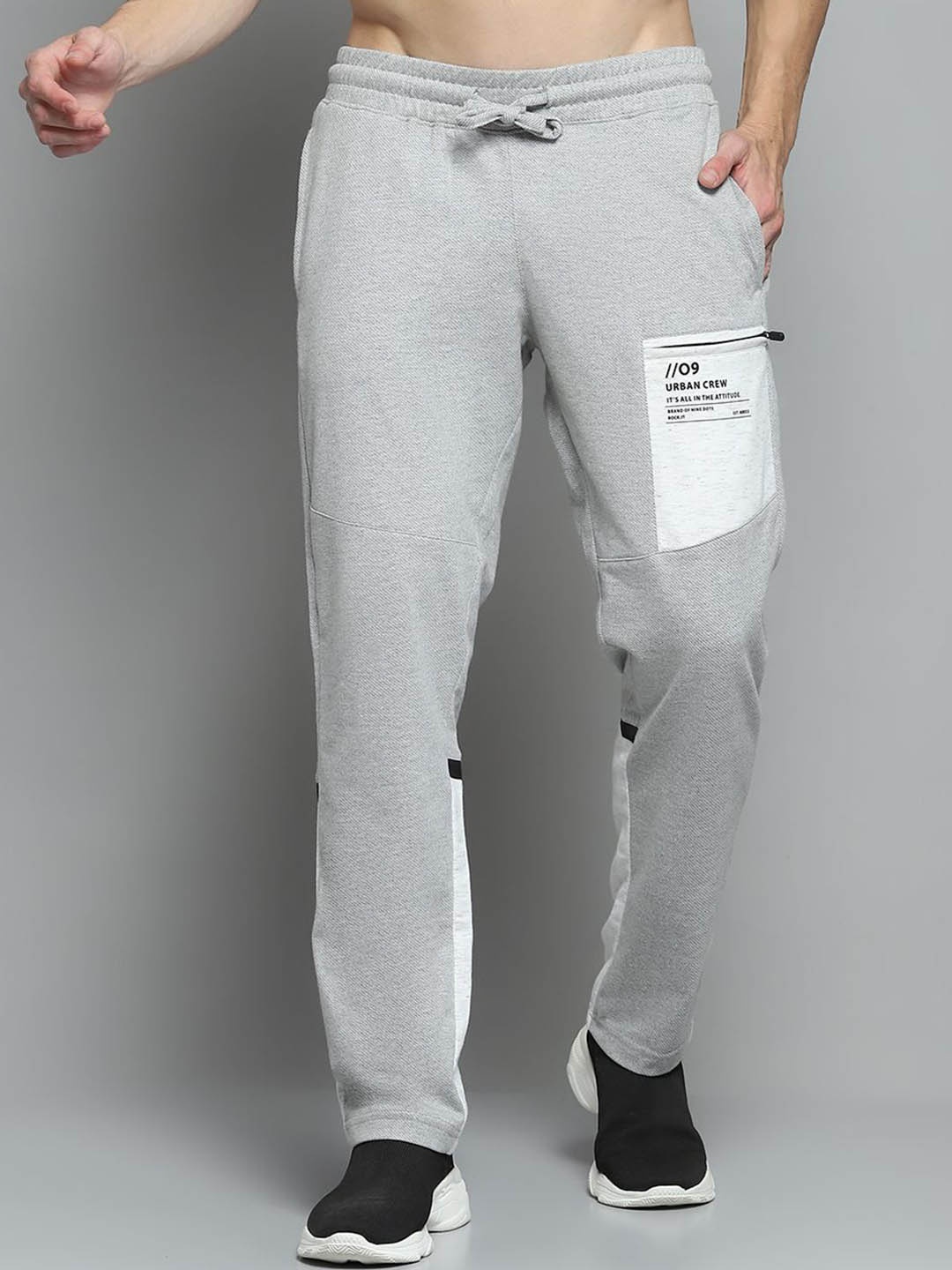 

rock.it Men Printed Mid Rise Track Pants, Grey