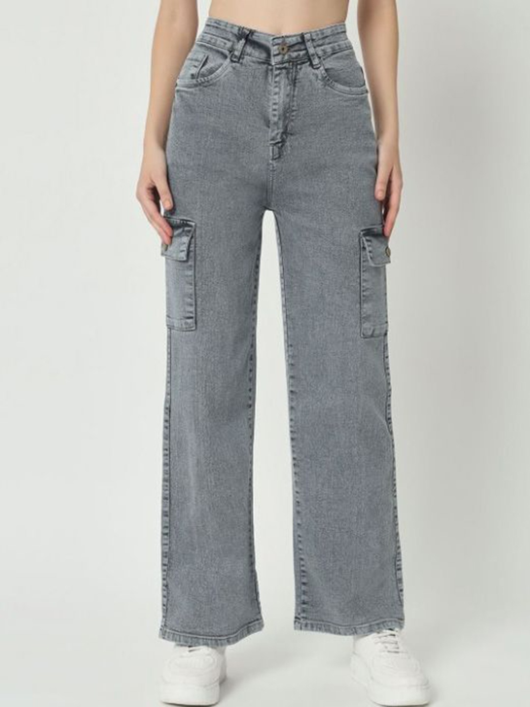 

Sipsew Women Jean Straight Fit Mid-Rise Stretchable Jeans, Grey