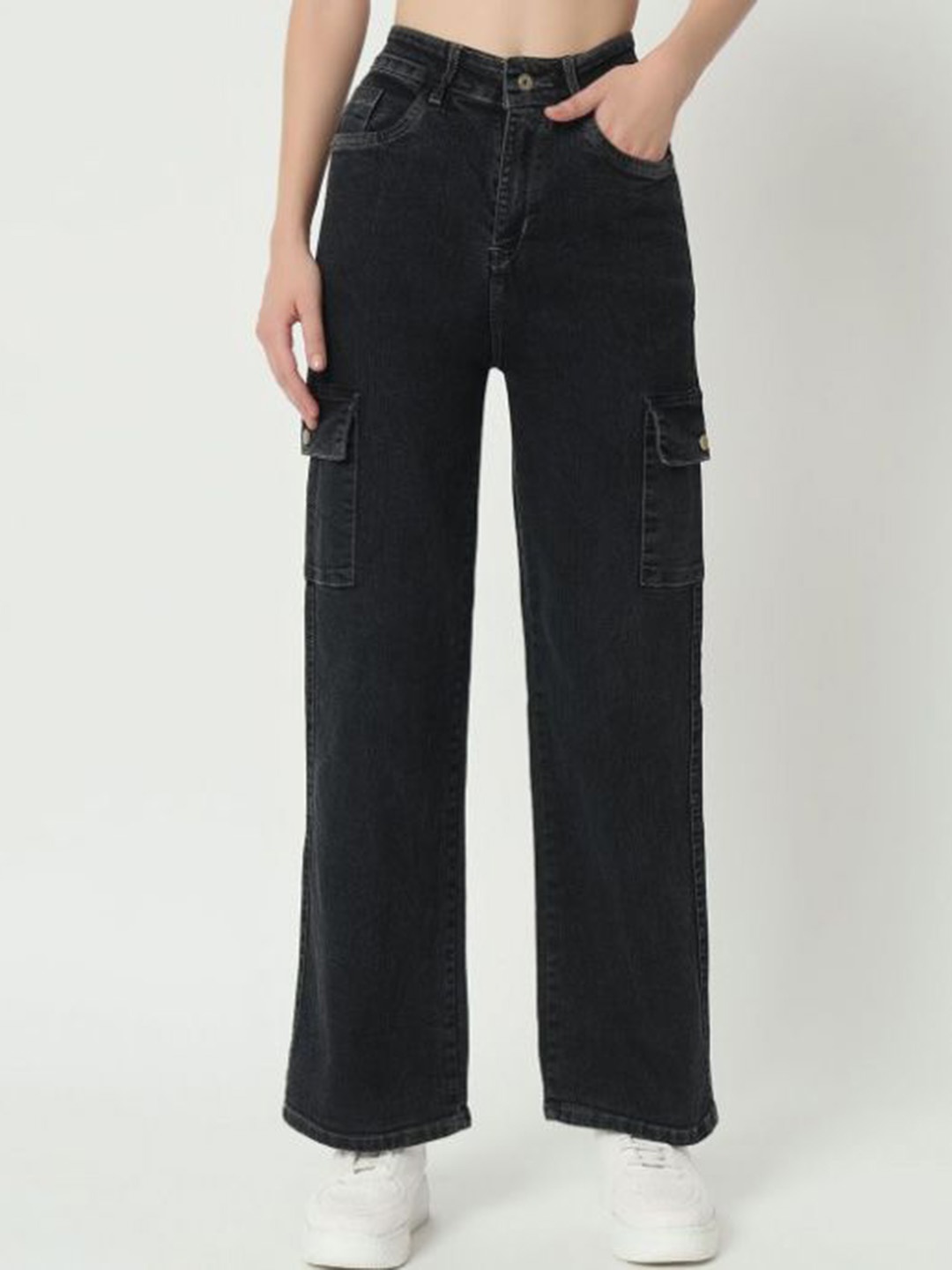 

Sipsew Women Jean Straight Fit High-Rise Stretchable Jeans, Black