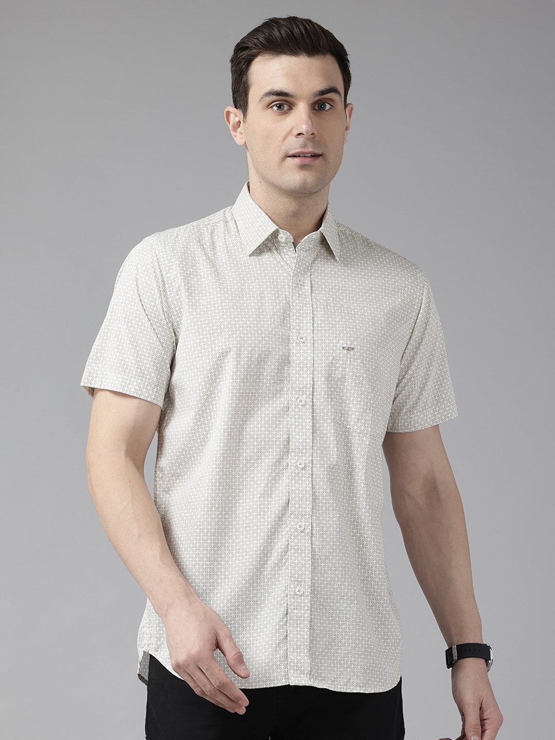 

ColorPlus Pure Cotton Micro Ditsy Print Casual Shirt, Green