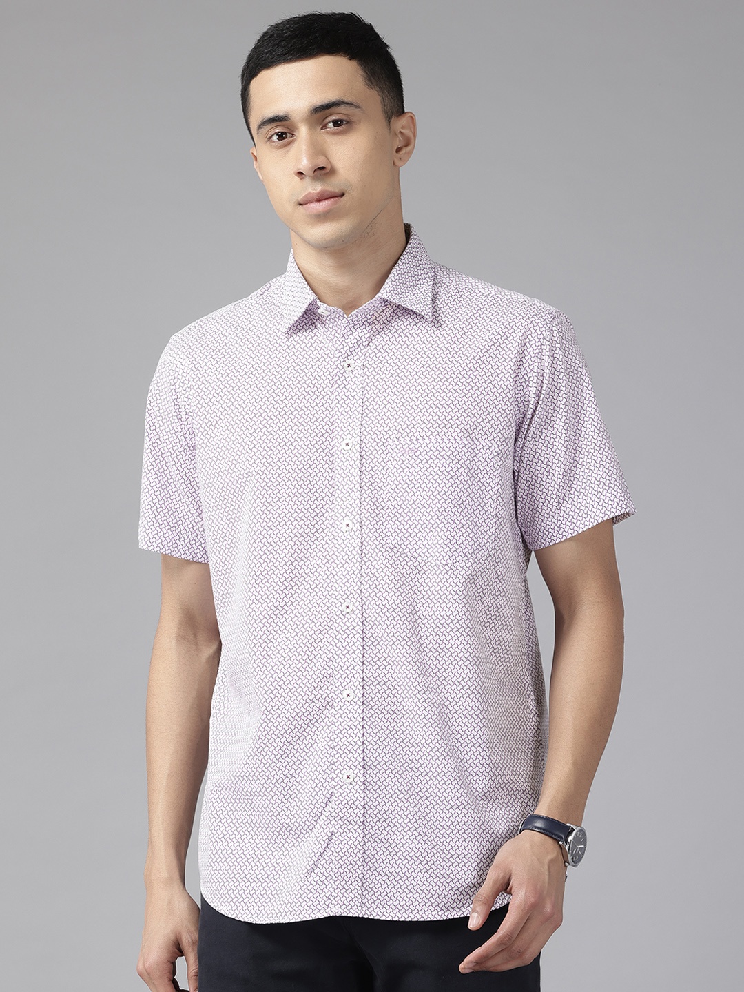 

ColorPlus Printed Pure Cotton Shirt, Violet