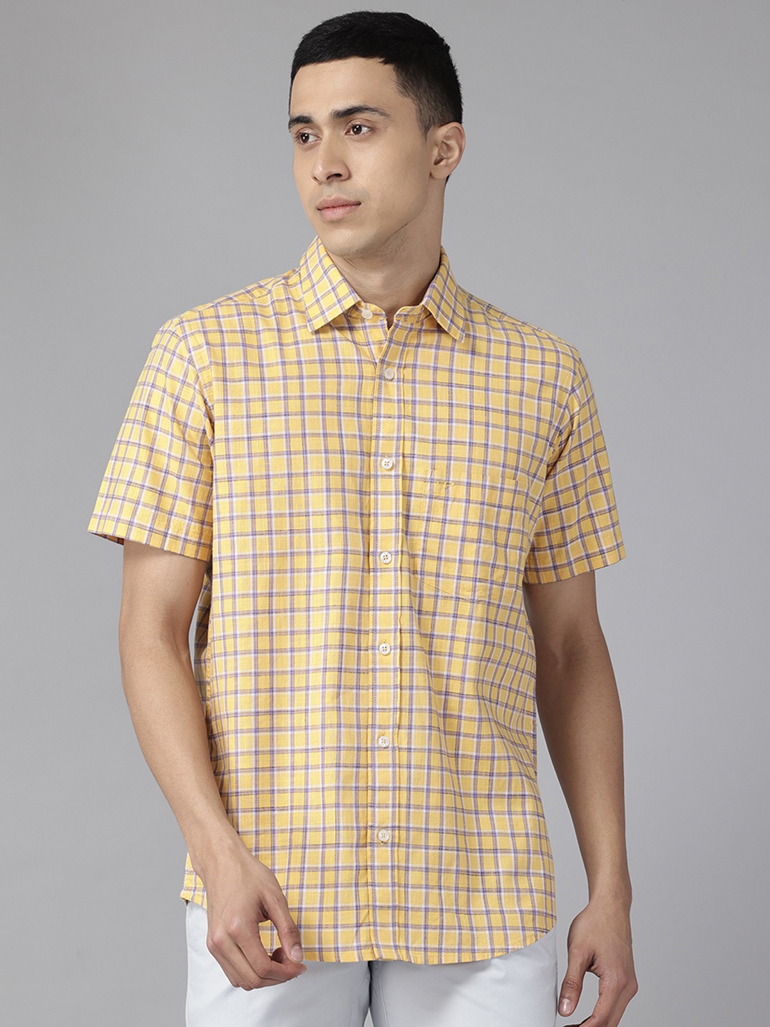

ColorPlus Checked Pure Cotton Shirt, Yellow