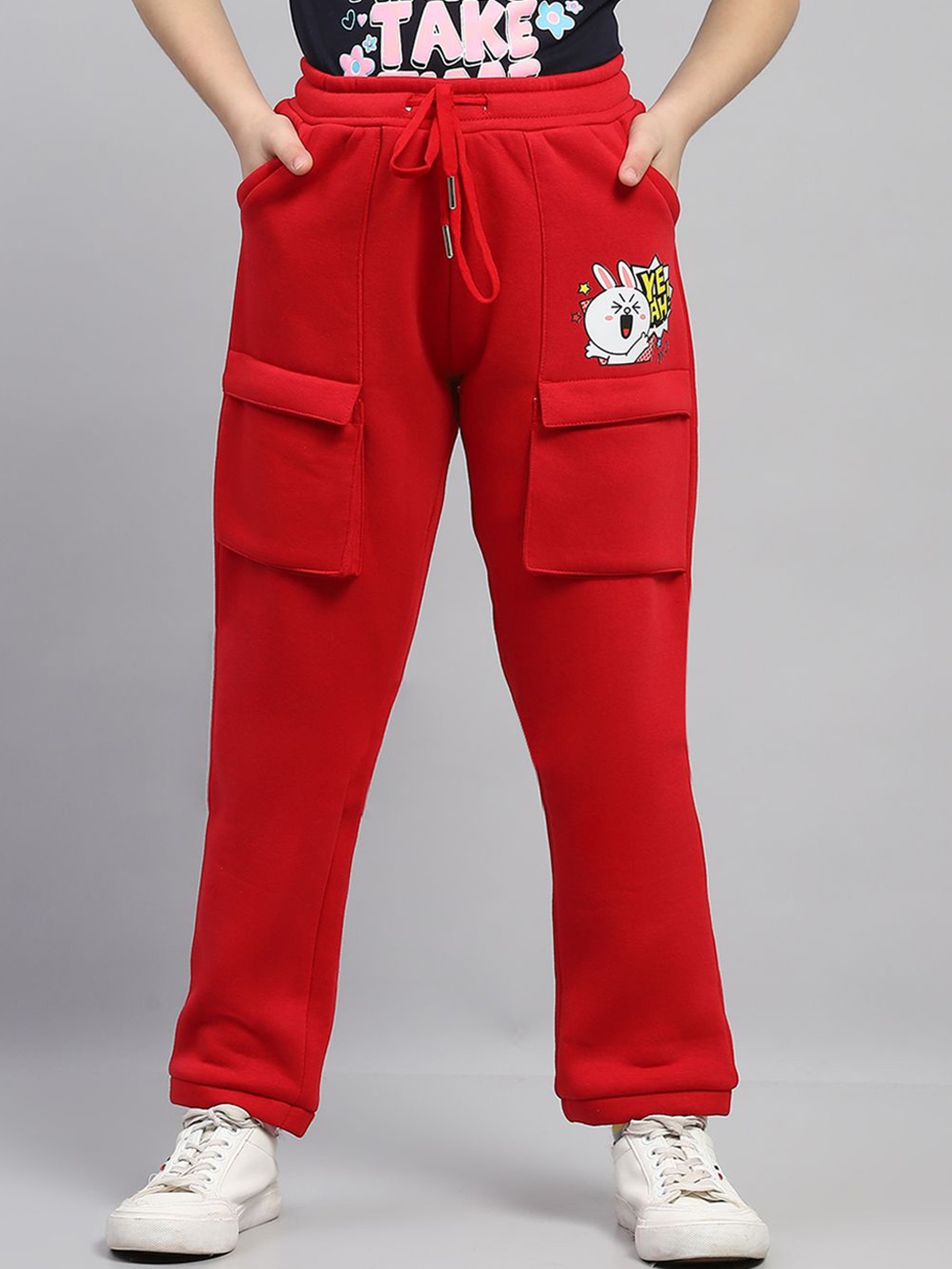 

Monte Carlo Girls Graphic Printed Mid Rise Cotton Track Pant, Red