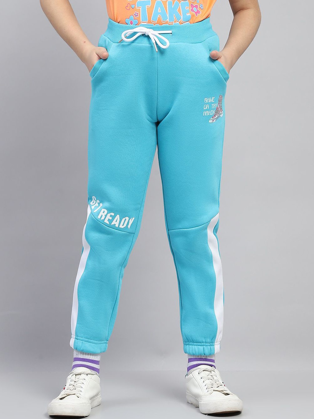 

Monte Carlo Girls Printed Regular Fit Joggers, Turquoise blue