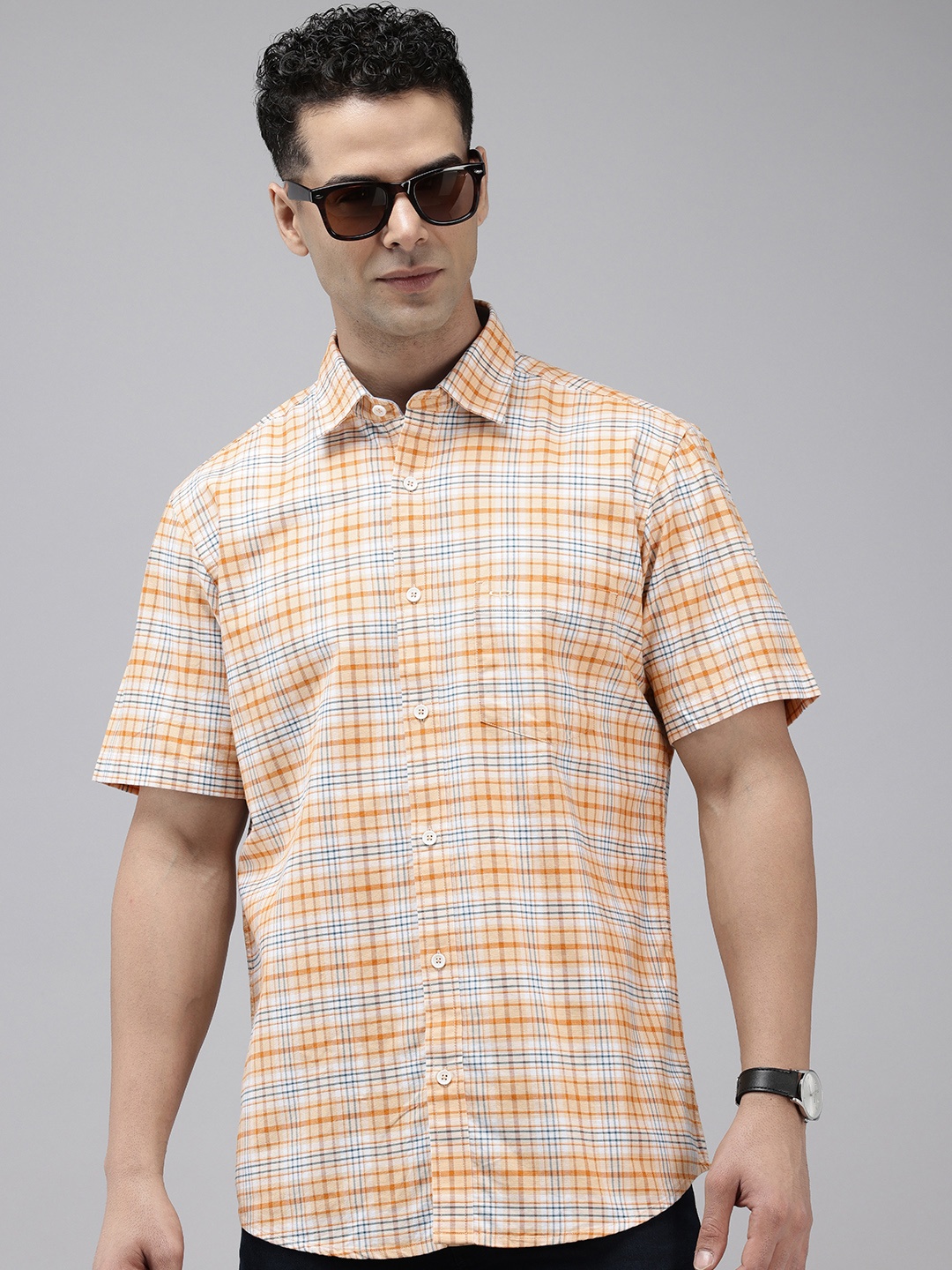 

ColorPlus Checked Pure Cotton Casual Shirt, Yellow